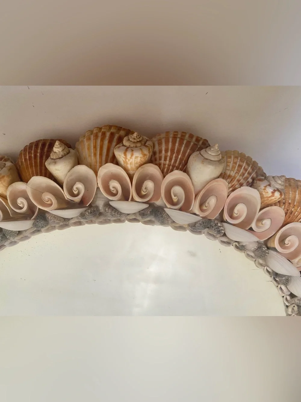 Vtg. Vintage Coquillage Seashell Oval Mirror Natural Shell Pastel Palette